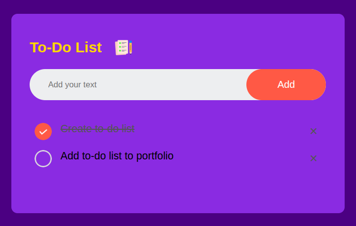 Screenshot of a To-Do List Project